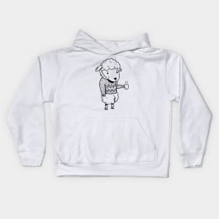 Sheep - Cute sheep drinking coffee Kids Hoodie